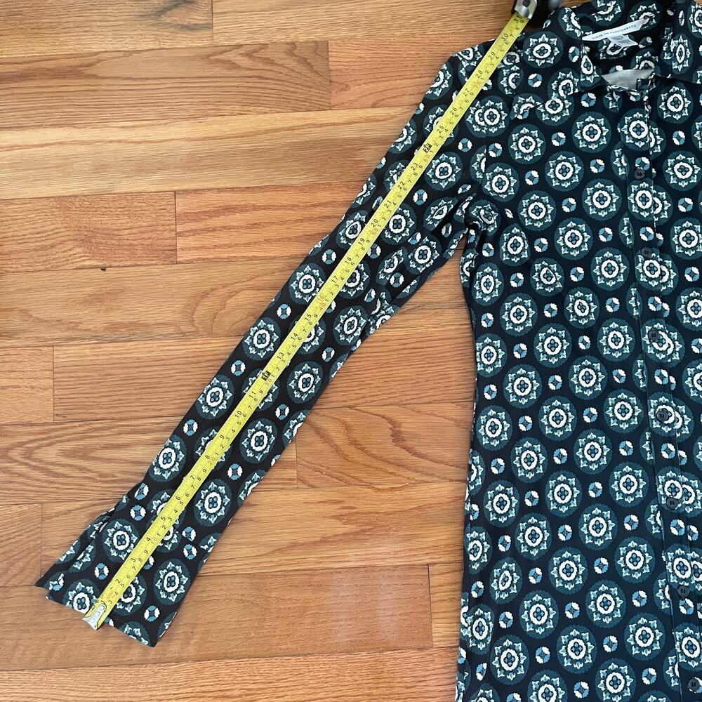 Diane Von Furstenberg Silk Dress Womens 6 Black Green No Belt - Picture 8 of 10